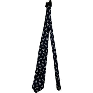 Alynn Neckwear Mens Navy Blue Silk Schnauzer Dog Print Tie Made in USA Silk